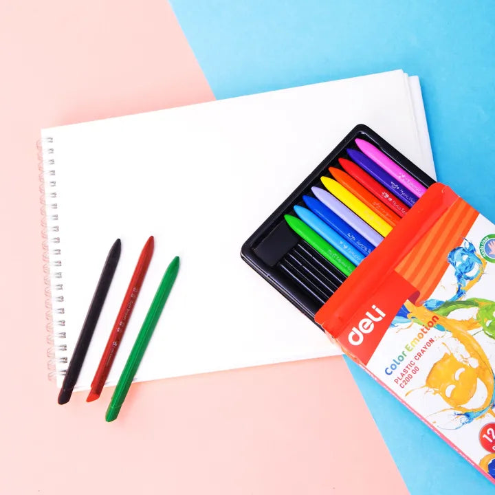 Deli - EC20000- Plastic Crayons(12 colors/Box)