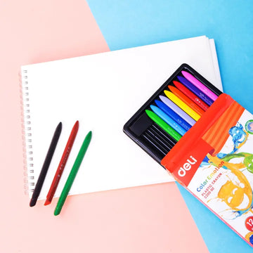Deli - EC20000- Plastic Crayons(12 colors/Box)