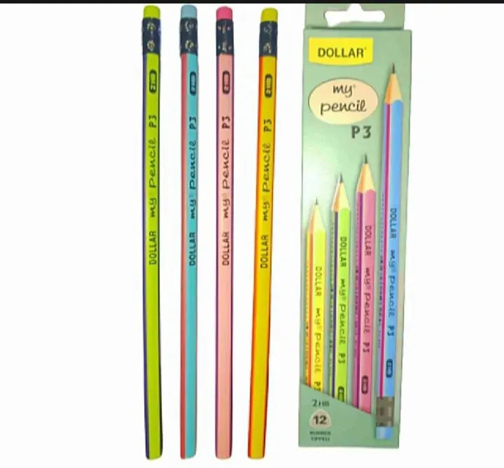Dollar My Pencil P3 ( Pack of 12/48 ) Pencils Led Pencils | Dollar my pencil P3 333 with Eraser | My Pencil Dollar P3 12 Pencils Pack or 48 Pencil Pack
