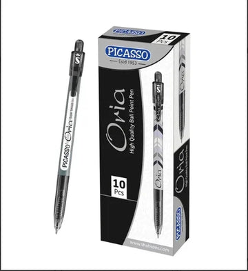 ORIA Ball Point Picasso Ball Pen, 0.7mm Needle Tip for Extra Writing Flow Blue, Red Black (Pack of 10)