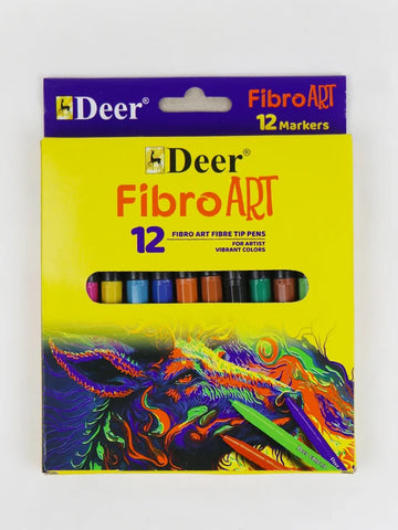 Deer Fibro Art Colors Markers - 12Pcs