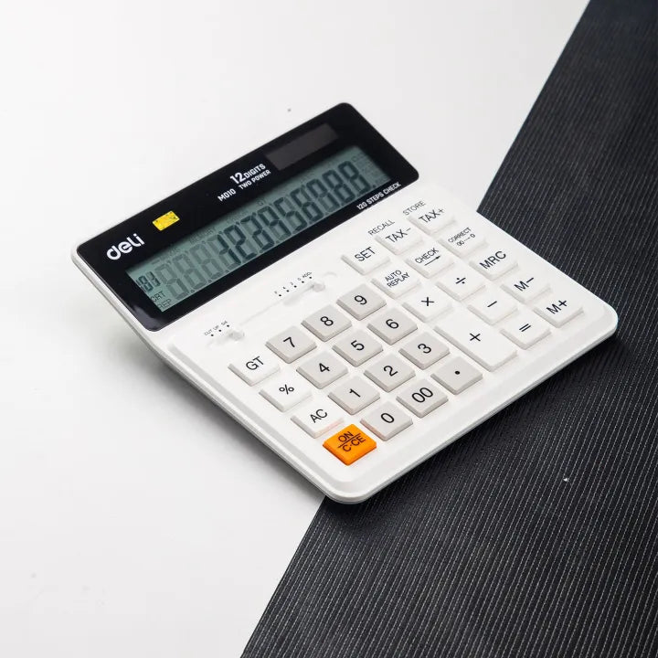 Deli - EM01010 #Desktop Calculator #Plastic-12 digits, 120 steps check