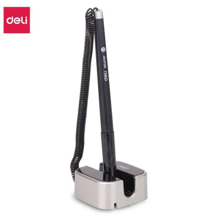 Deli E6797 Gel Ink Desk Pen Stand Tabletop Desk Ballpoint Pen 0.7 mm Black