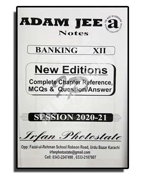 Banking – Notes Adamjee – Class 12 Commerce
